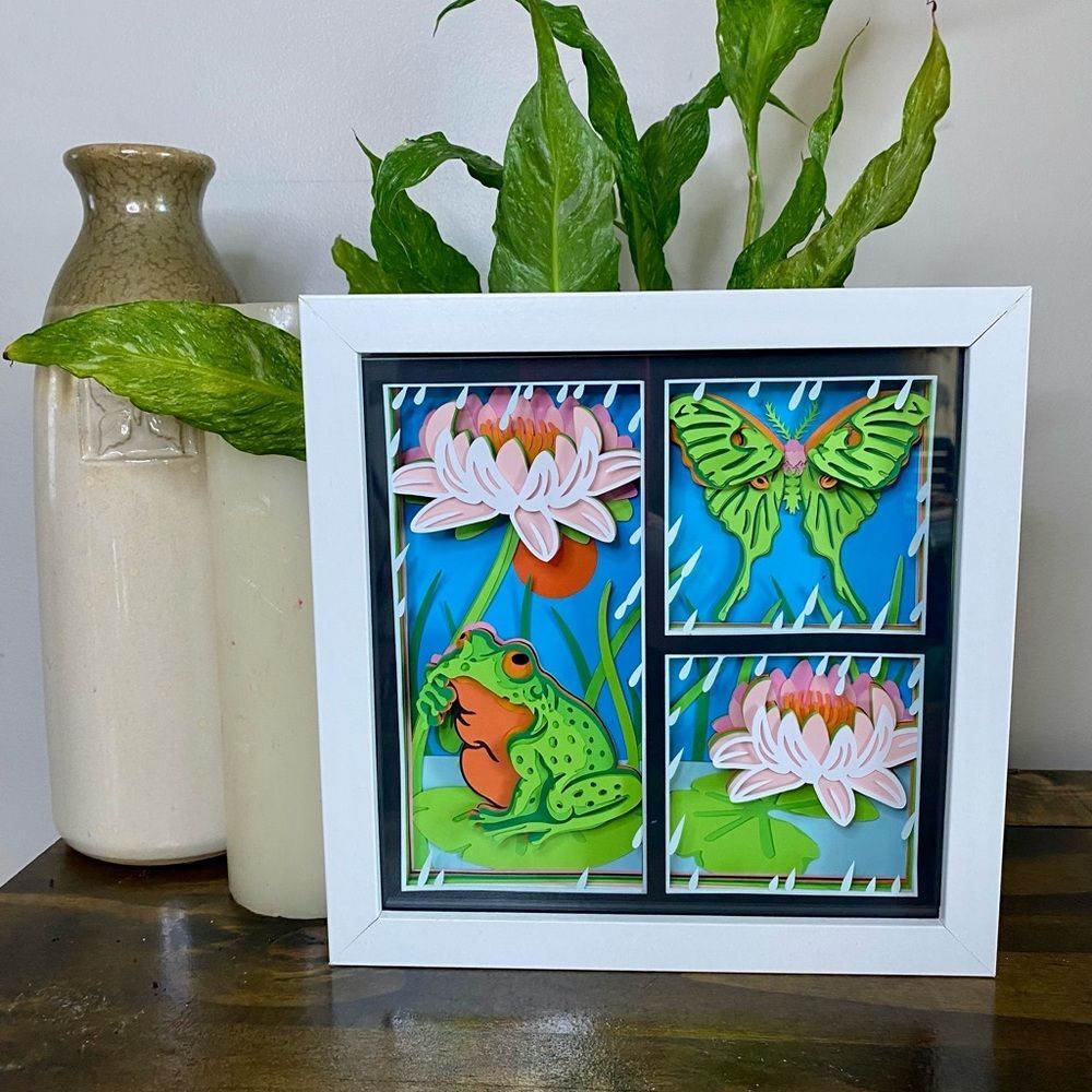 3D Rain Frog Lily Shadowbox